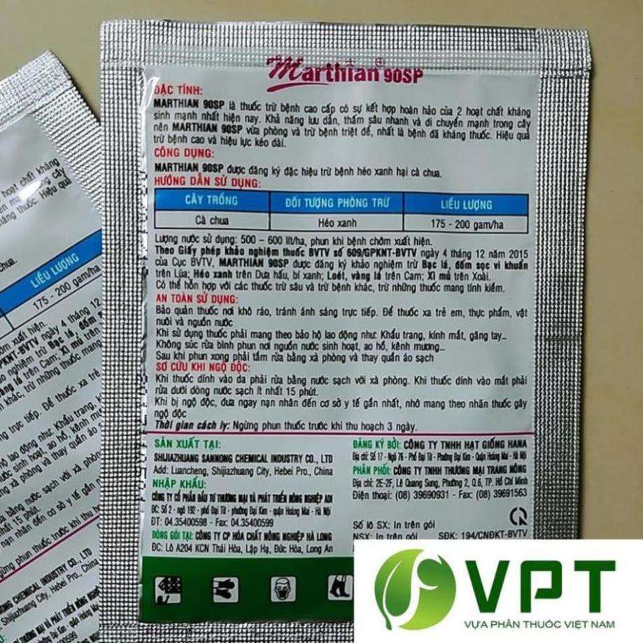{gói 3g}Thuốc Marthian 90SP ĐẶC TRỊ thối nhũn CỰC MẠNH - trị vi khuẩn hại cây trồng