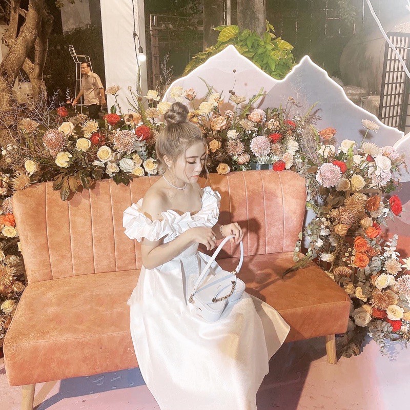 [Kiểu dài] Đầm dự tiệc trăng trễ vai bèo ngực CÓ MÚT NGƯC siêu dễ thương có lót toàn thân | BigBuy360 - bigbuy360.vn