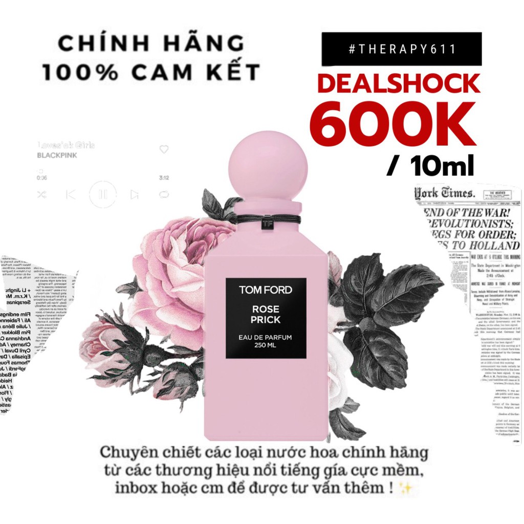 [𝗦𝗔𝗟𝗘]..::✨Nước Hoa dùng thử Tom Ford Rose Prick EDP 5ml/10ml/20ml✨::..