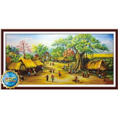 tranh đính đá phong cảnh làng quê y8157. y8158. y8159
