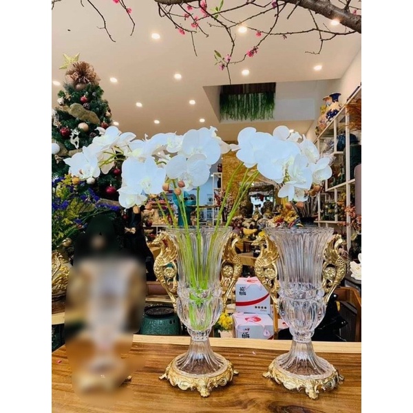 Lọ Hoa Thủy Tinh Viền Vàng Dáng Ly.