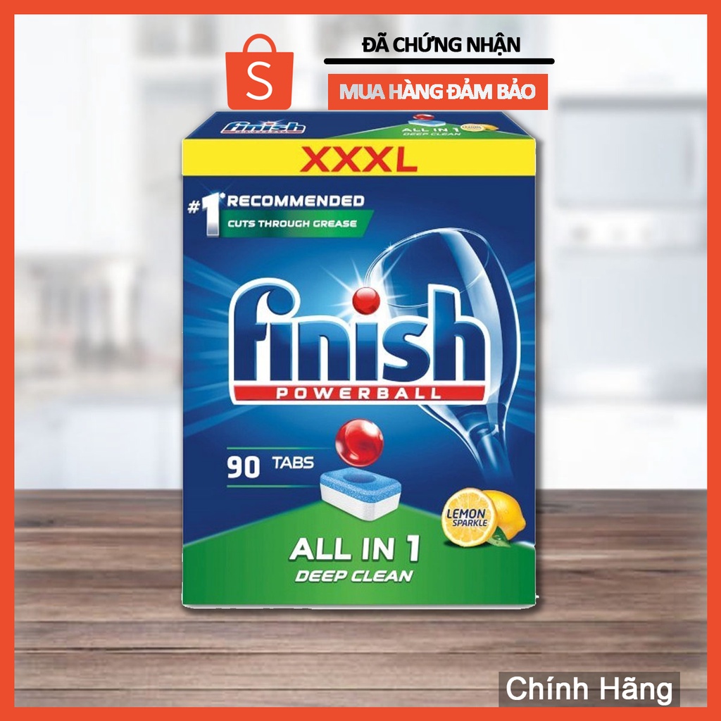 Viên rửa bát Finish All in One 90 viên (120 viên) hương chanh dành cho máy rửa chén bát