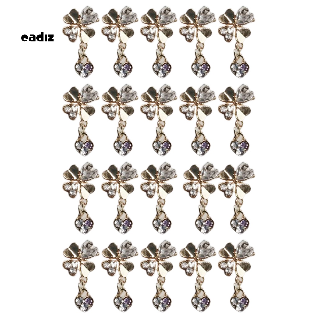 Bộ 20 Phụ Kiện Trang Trí Móng Tay Hình Cỏ 4 Lá Sang Trọng