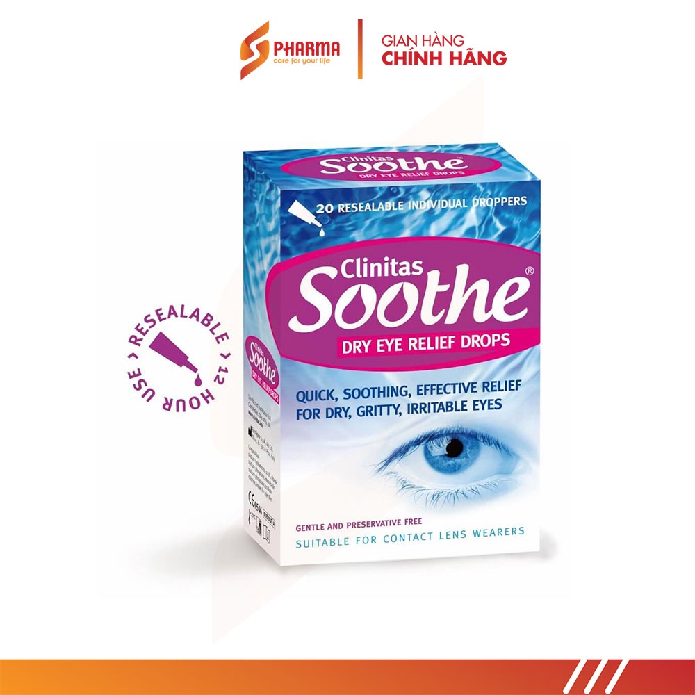 Dung dịch nhỏ Mắt Clinitas SOOTHE® 0.4 - Hộp 20 ống - ITALY