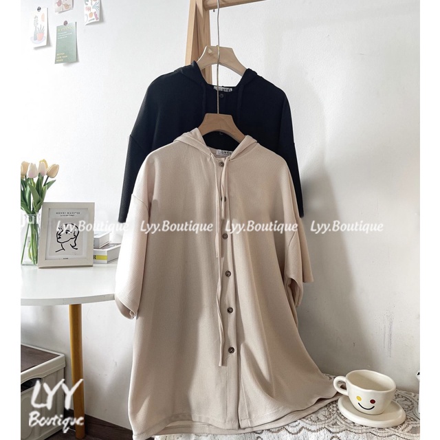 Áo khoác nữ dáng Ulzzang mũ trùm tay ngắn, Áo khoác form rộng chất thun gạo 1 lớp LYY BOUTIQUE