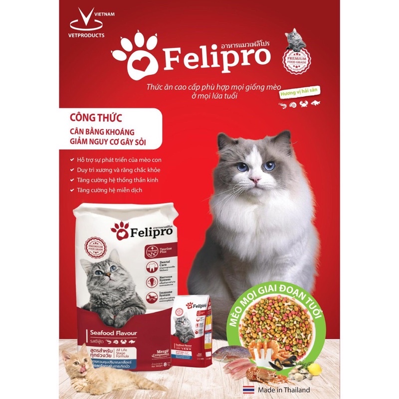 Thức ăn hạt Felipro dành cho mèo mọi lứa tuổi 500g - thức ăn cho mèo kén ăn - Kitty Pet Shop