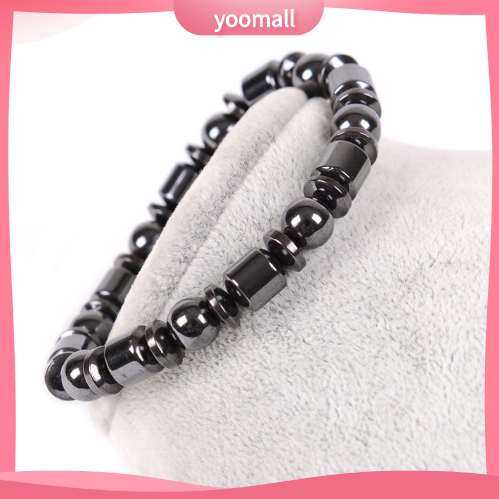 Vòng Đeo Tay Đá Hematite Nam Châm Sinh Học Màu Đen Giúp Giảm Cân