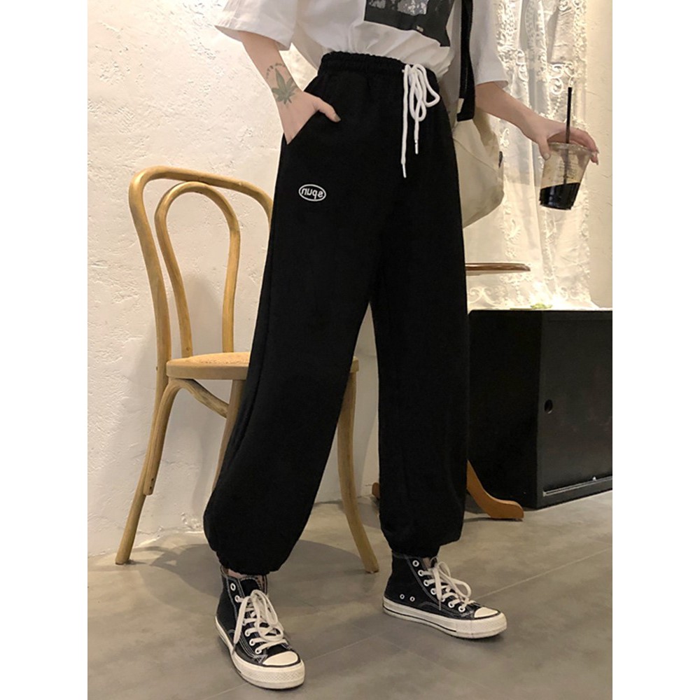 Quần jogger Nam Nữ thể thao 🌟UNISEX🌟Chất Thun Ống Rộng Quần jogger dây rút nữ cạp cao cá tính chất len tăm đẹpTTQD124