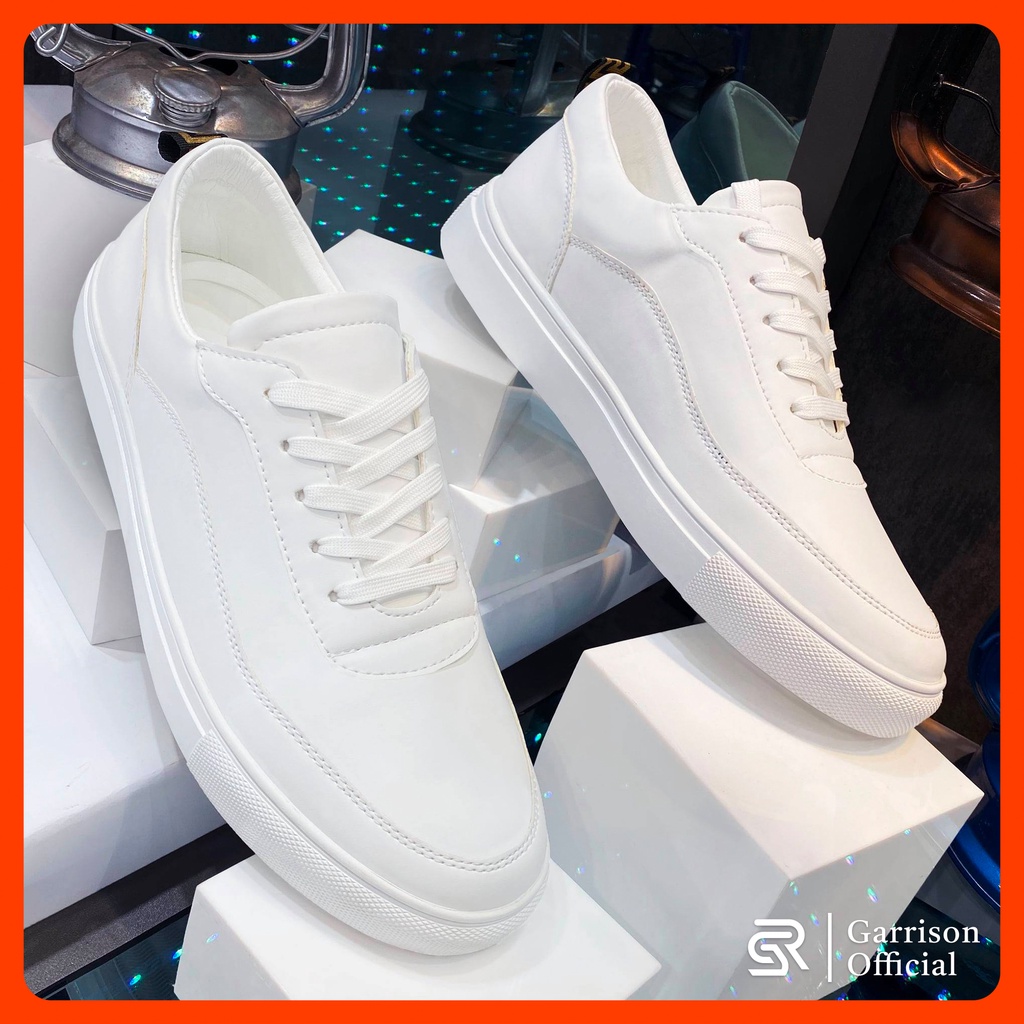 Giày Nam Trắng Cao Cấp White Sports Fashion Da PU Bền Đẹp GARRISON OFFICIAL Trending 2022