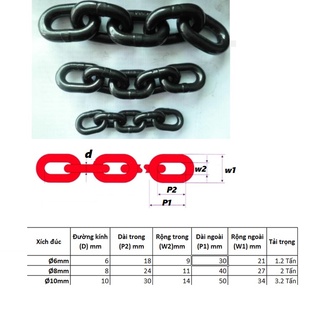 Dây xích đúc tải cao Ø 6mm - 1 TẤN ( Giá/ 1 mét)