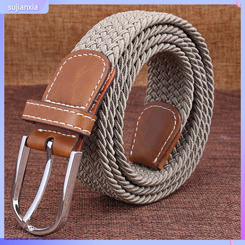 Sujianxia| Thắt Lưng Dây Bện Co Dãn Có Khóa Kim Loại Thời Trang Cho Nam Và Nữ