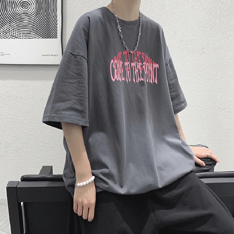 Áo Thun Tay Ngắn Dáng Rộng In Chữ Thời Trang Mùa Hè Cho Nam Size M-8XL