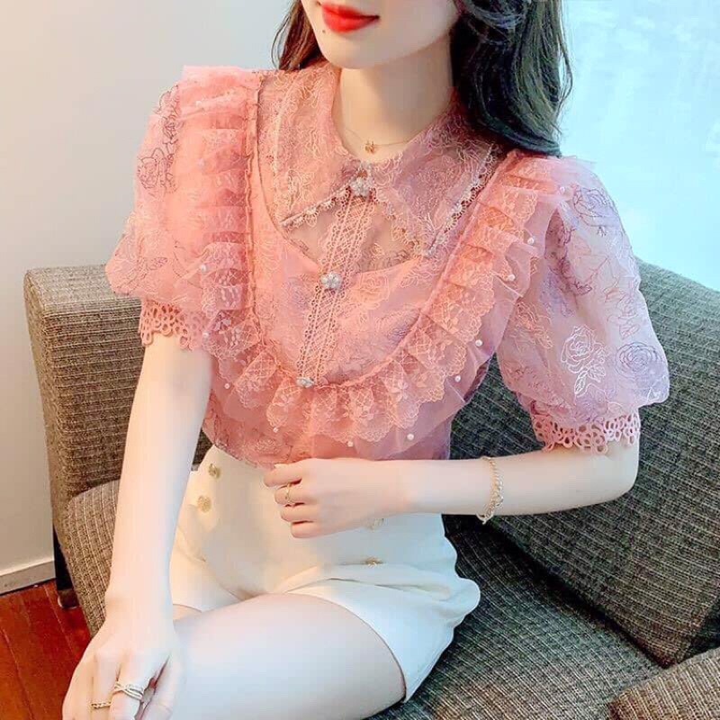 Áo sơ mi ren voan cao cấp kiểu dáng thanh lịch QCNP3882