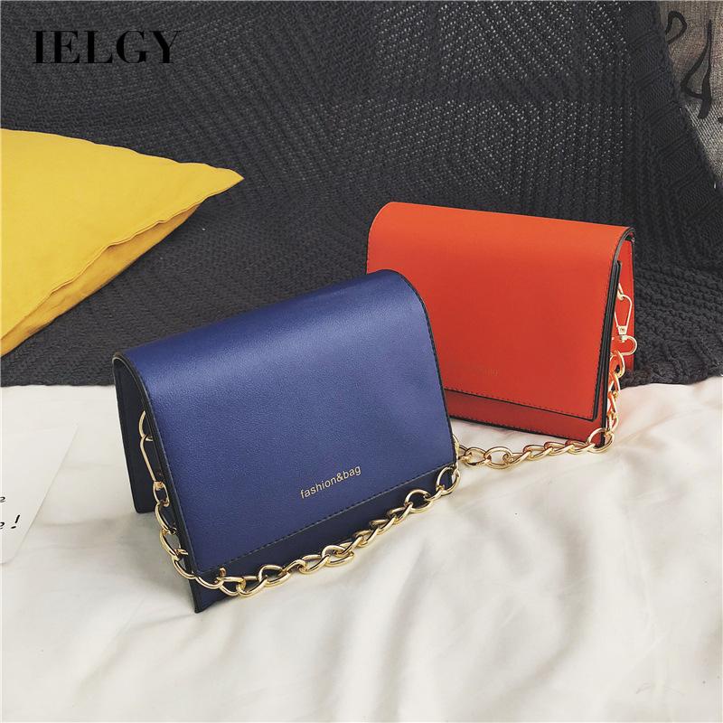 Túi đeo vai  IELGY cỡ vuông nhỏ phối dây xích phong cách Hàn Quốc thời trang