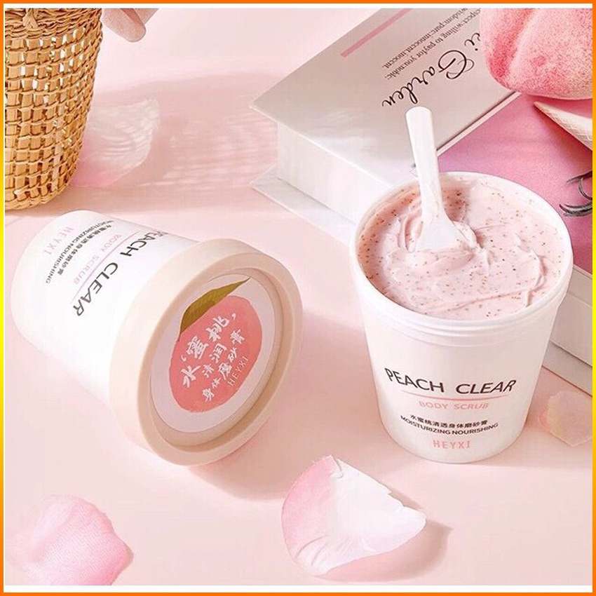 Một hũ tẩy da chết body đào Heyxi Peach Clear Body Scrub 200G ECOTITT TDC03