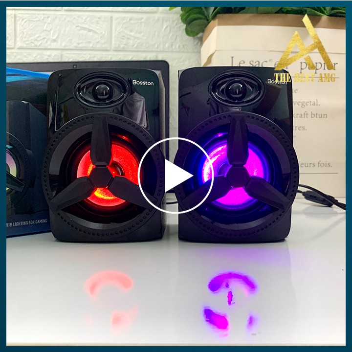 Loa Máy Vi Tính Đèn LED 7 Màu RGB Bass Siêu Trầm 2.0 BOSSTON Z230 - Loa Nghe Nhạc PC Laptop Để Bàn Cao Cấp Mini Có Dây