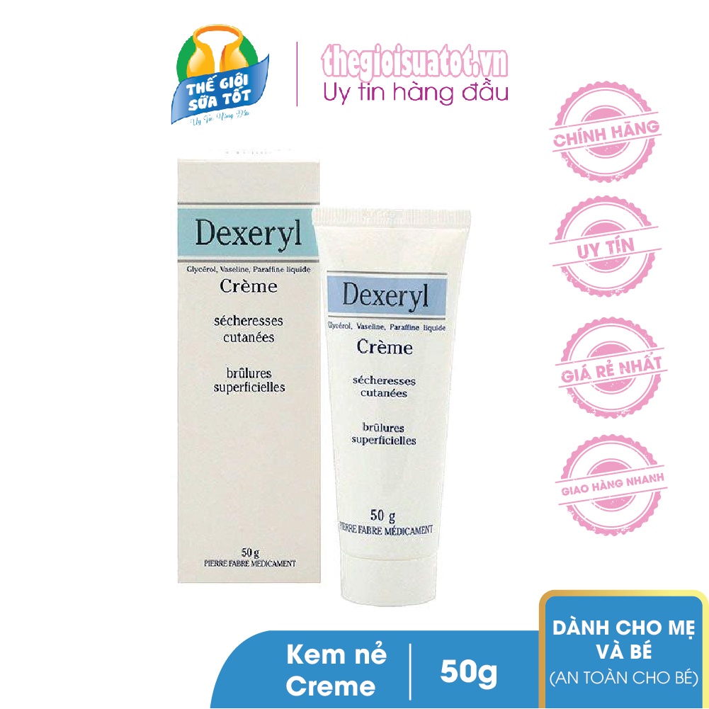 Kem Nẻ Giữ Ẩm Dexeryl Crème (Glycerol Vaseline Paraffine) - Pháp (50g+250g) dưỡng da an toàn hiệu quả cho bé và gia đình