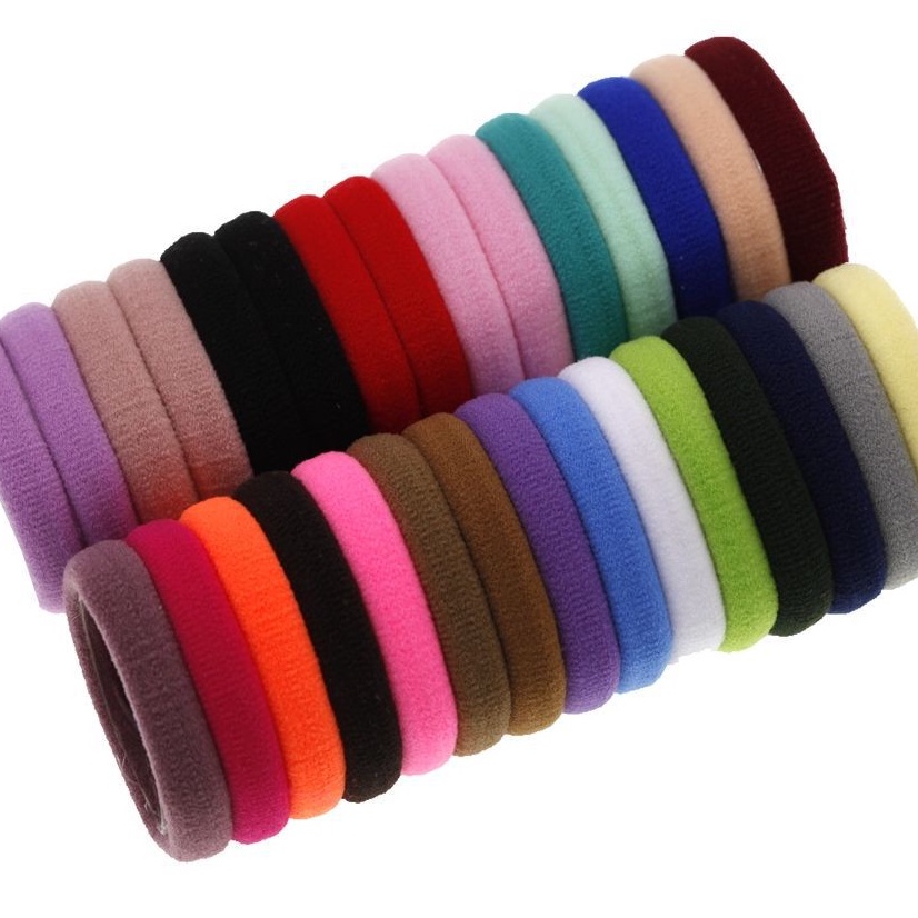 Set 25 Dây Buộc Tóc Cao Su Co Giãn Màu Đen Không Đường May Dành Cho Nữ