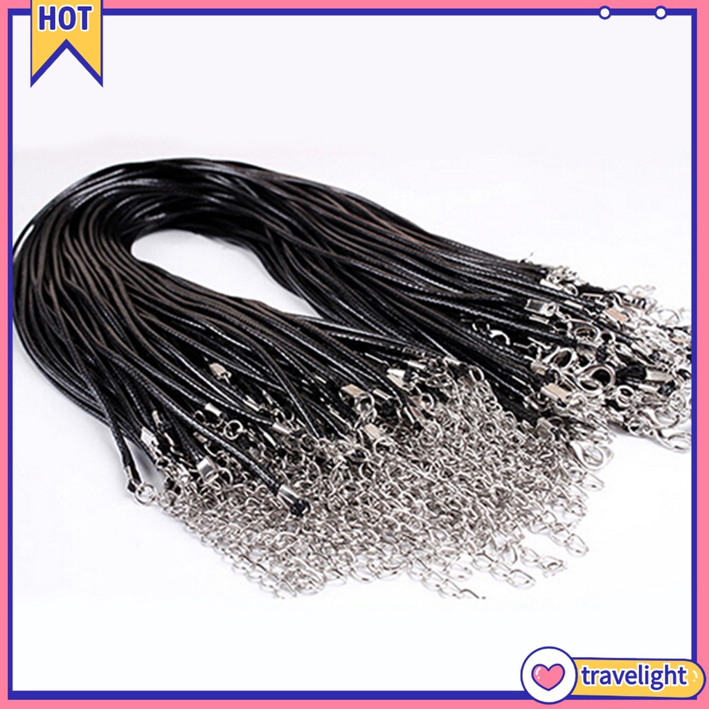 (Travelight) Set 10 vòng cổ choker bện dây giả da màu đen có thể điều chỉnh