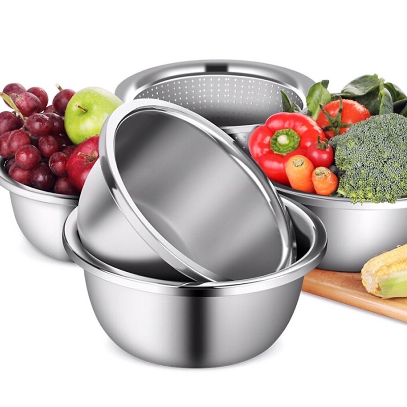 SET 5 MÓN RỔ VÀ THAU INOX