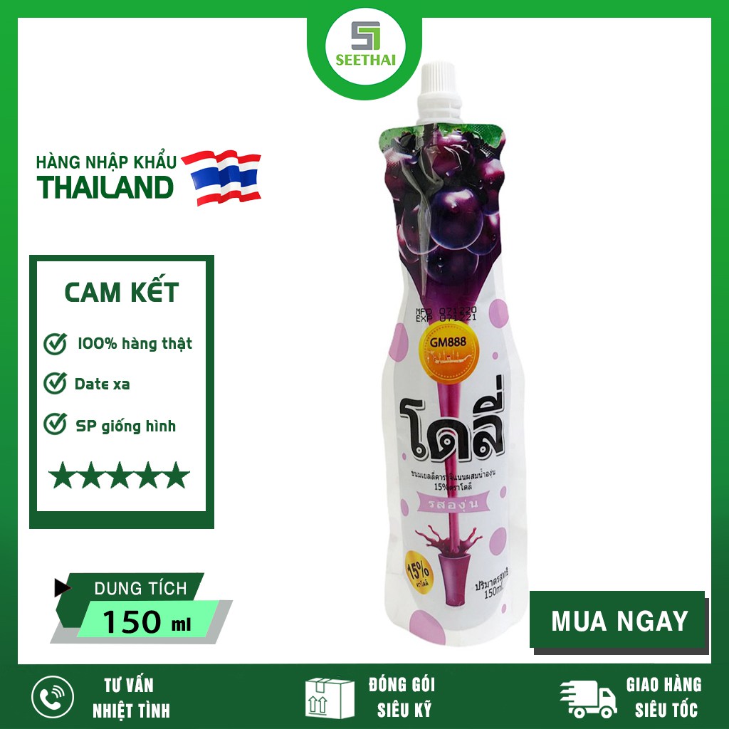 [HÀNG NHẬP KHẨU] Nước Thạch Trái Cây Vị Nho Dolie GM888 Thái Lan 150ml