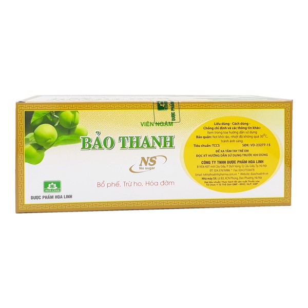 Viên ngậm Bảo Thanh không đường hộp 20 vỉ