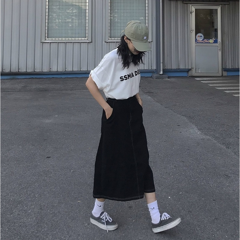 CHÂN VÁY DÀI DẬP CHỈ NỔI freesizew