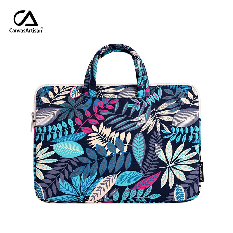 CanvasArtisan Túi vải hình hoa lá nhiều màu chống nước cho máy tính xách tay Matebook Air Pro acer dell 12 13 14 15 inch