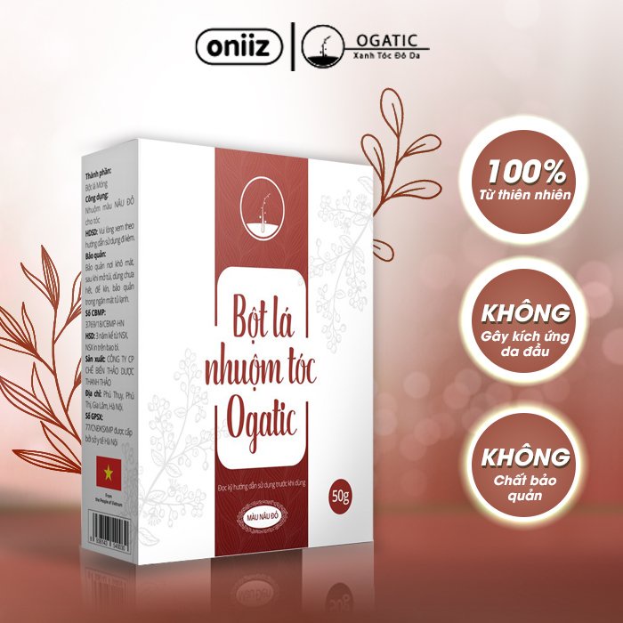 Bột Lá Nhuộm Tóc OGATIC (Màu Xanh Chàm) 50g - Hàng Chính Hãng - Nhuộm Tóc Từ Lá Móng, Lá Chàm - An Toàn, Tự Nhiên