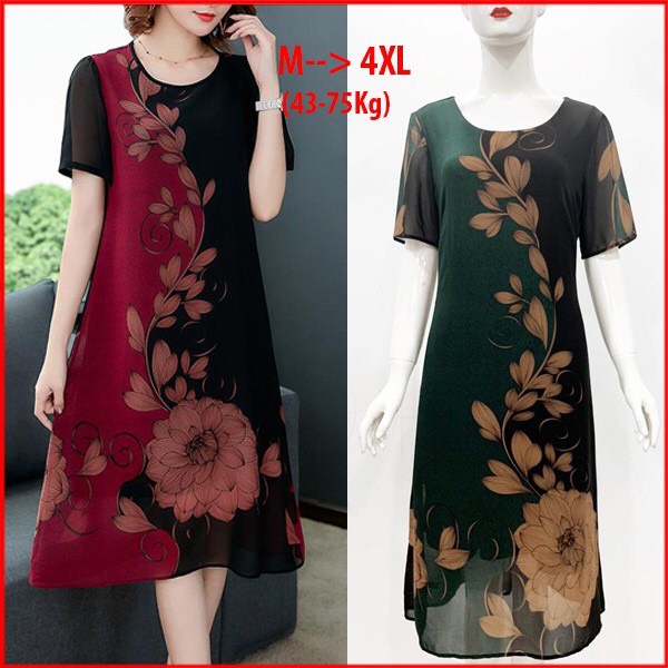 ĐẦM TRUNG NIÊN DÁNG SUÔNG KÈM HỌA TIẾT HOA SANG TRỌNG CHO MẸ, BÀ ĐI TIỆC