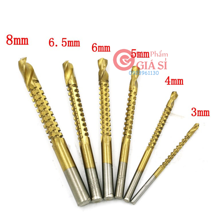 Bộ 6 mũi khoan cưa phủ Titanium 3-8mm ❤️freeship❤️