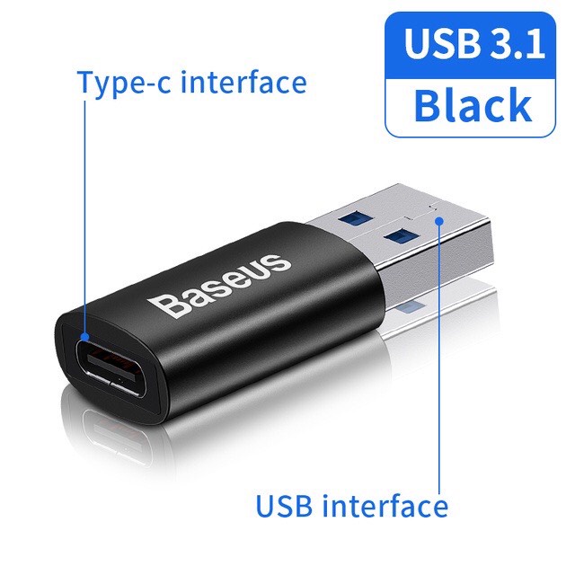 Đầu Chuyển Đổi OTG Mini BASEUS USB sang Type-C cao cấp thích hợp máy tính laptop với cổng USB 3.1