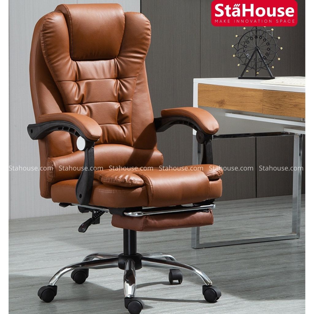 Ghế Giám Đốc Có Massage Bọc Da PU Ghế Văn Phòng Ghế Làm Việc Chân Xoay Có Gác Chân SH-MSA.01