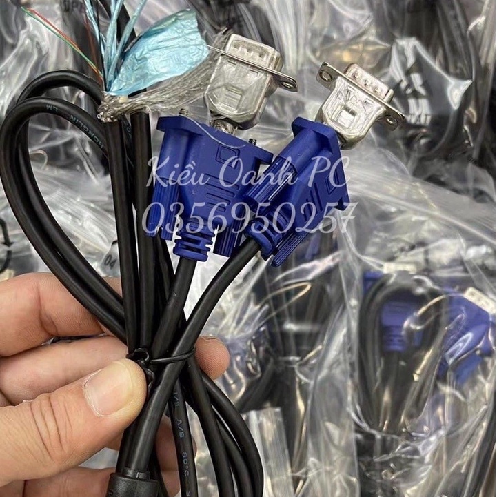 Dây Vga 1,5M Đen Đầu Xanh Xịn - Dây cáp kết nối 2 đầu dây vga (Loại tốt)