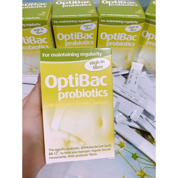 Men vi sinh Optibac Probiotics ngừa táo bón hộp màu xanh lá 30 gói