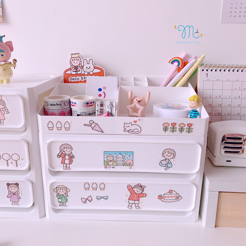 Tủ kệ đựng sách vở văn phòng phẩm + Tặng sticker decor kệ