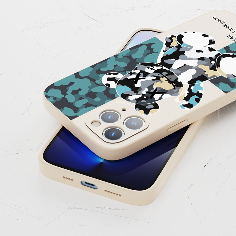 Suntaiho Ốp lưng iphone Ốp Điện Thoại silicon mềm họa tiết gấu rằn ri thời trang iPhone XR 11 Pro 7 8plus 13 Promax X XS Max 12ProMax