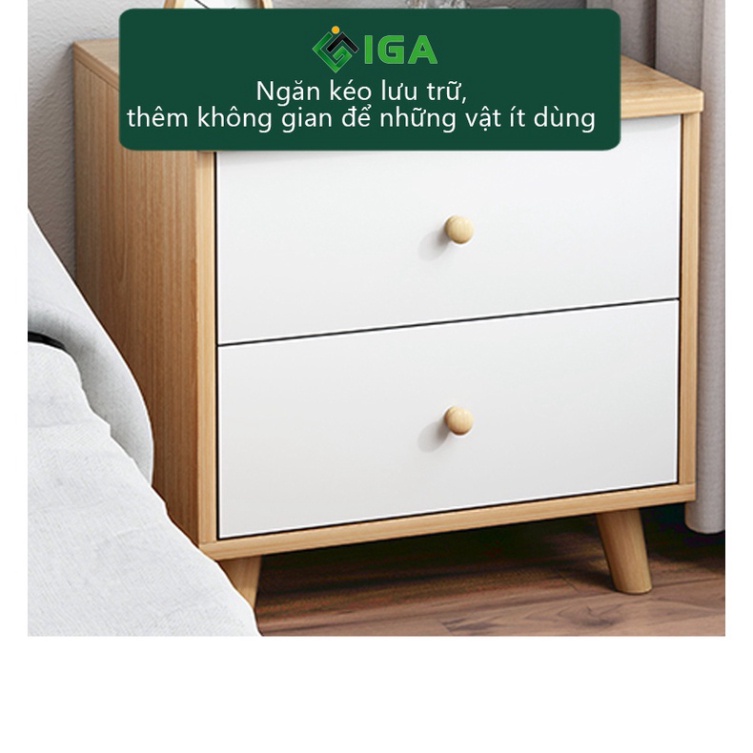 Tab đầu giường, tủ đầu giường có 2 ngăn kéo hộp thường hiệu IGA - GP174