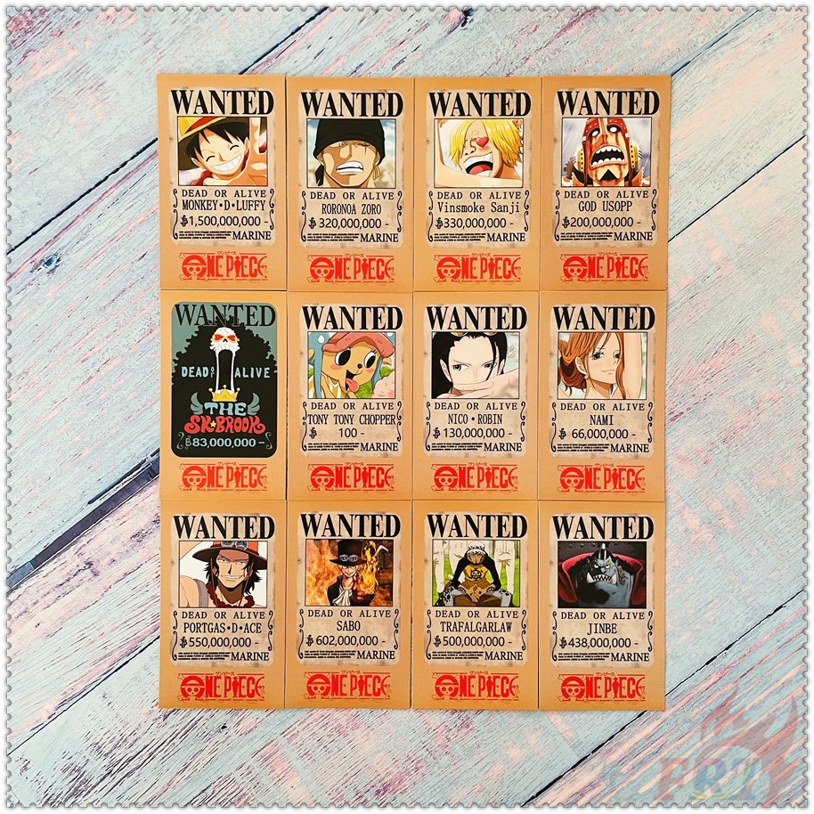 Hộp 24 Chiếc ✪ Bộ Thẻ Hình Nhân Vật Anime ONE PIECE 02:Wanted ✪ Áp Phích Bưu Thiếp Mini 5.5cm*9cm