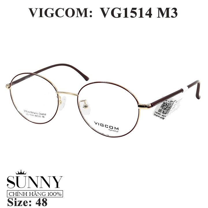 Gọng kính nam nữ thời trang Vigcom VG1514 chính hãng, thiết kế dễ đeo bảo vệ mắt