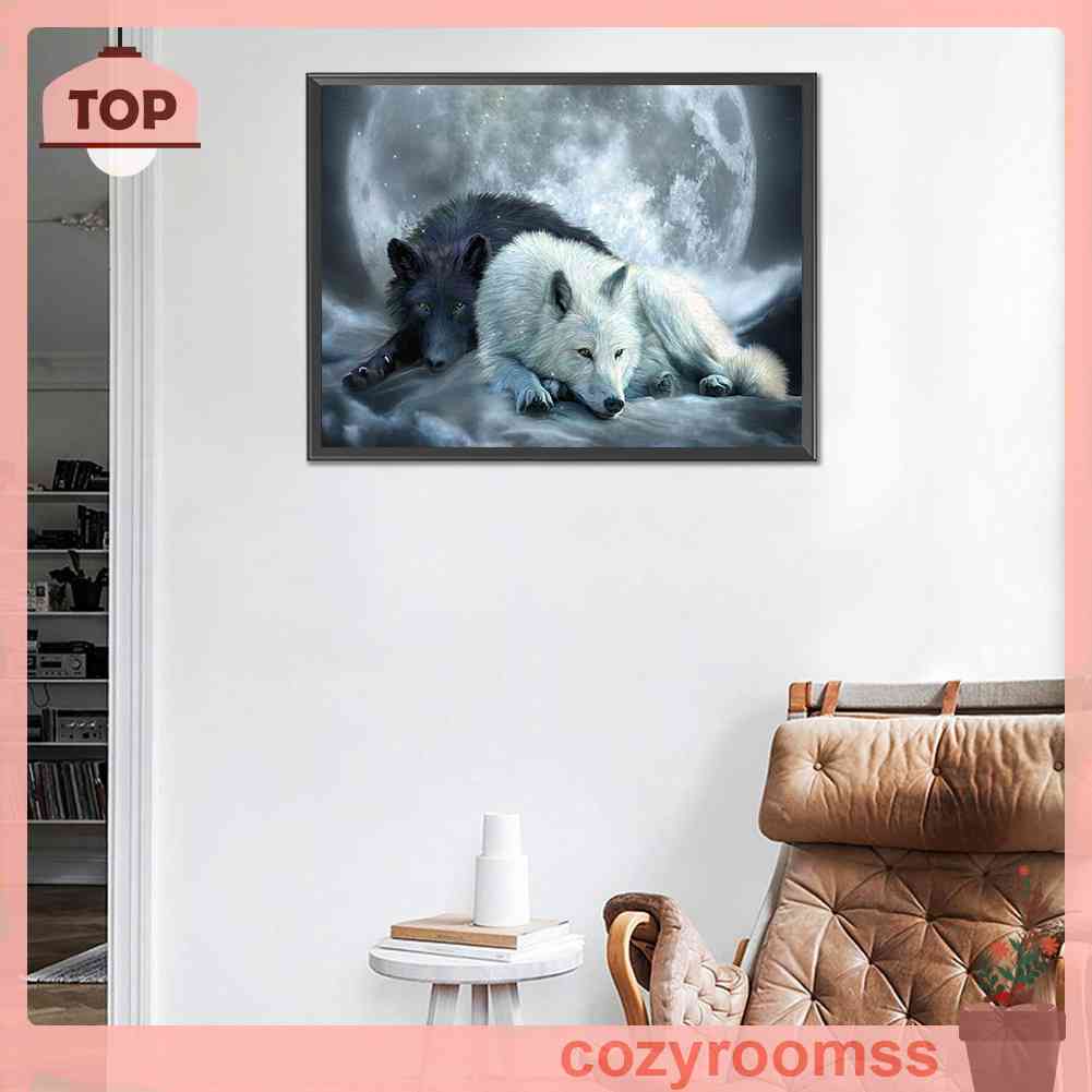 Tranh Đính Đá Kim Cương Toàn Bộ 5D DIY Hình Vẽ Chó Sói