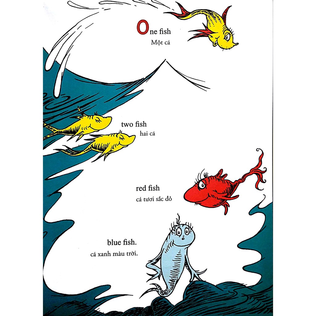 Sách - Dr.Seuss - One fish,two fish,red fish,blue fish - Một cá,hai cá, cá đỏ đỏ, cá xanh xanh (song ngữ anh-việt)