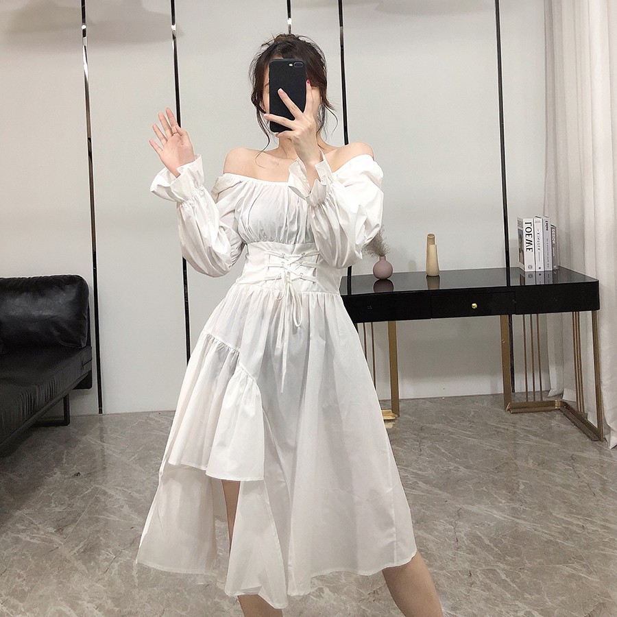 /Sẵn S 2 màu, M trắng/ Váy dạ hội cực ngầu giúp nàng nổi bần bật (đen-trắng)-psyche-ảnh thật ở cuối | BigBuy360 - bigbuy360.vn