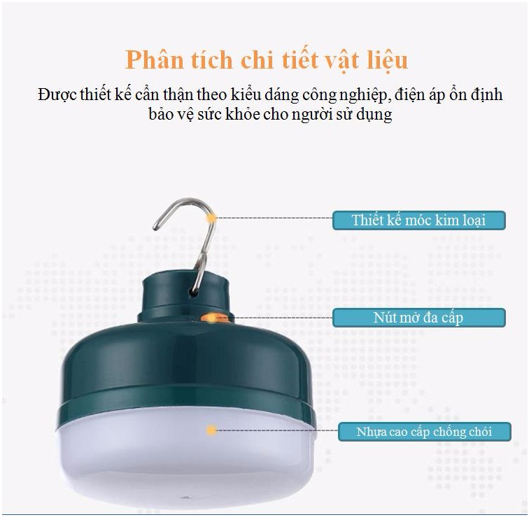 Đèn Led sạc tích điện gia dụng chiếu sáng khẩn cấp lúc mất điện, có móc treo và nam châm tiện dụng（12W/24W/36W）