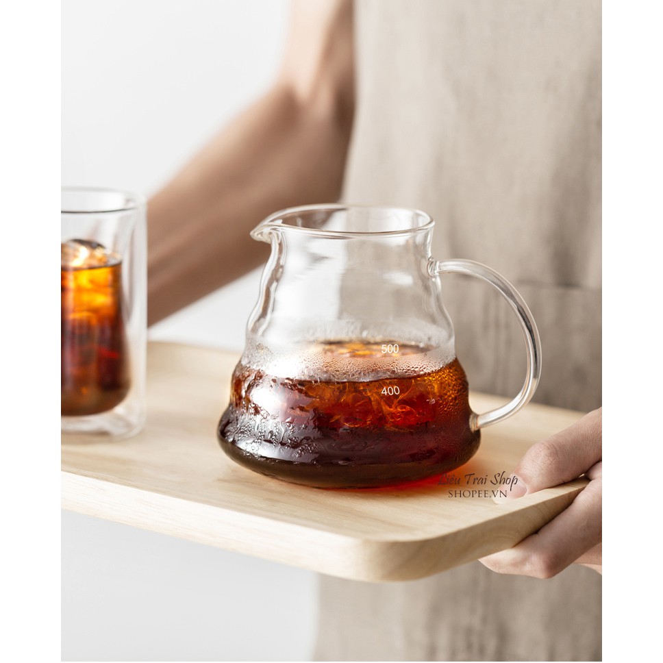 Bình lắc cafe cà phê có ngấn thuỷ tinh bình mây bình pour over bình pha chế bình lắc