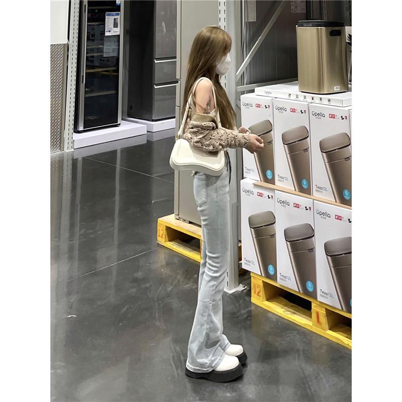 Quần Jeans Lưng Cao Ống Loe Chất Liệu Co Giãn Size Xs-2Xl Thời Trang Xuân Thu Cho Nữ