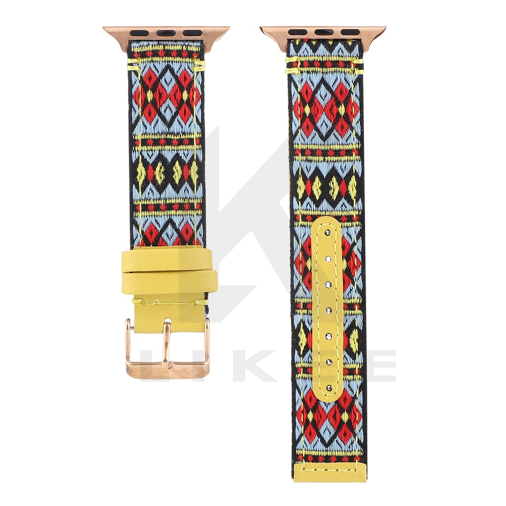 Dân gian-Tùy chỉnh Dân tộc Mới Dây đeo bằng da Tali Jam cho Apple Watch 6 5 4 Dây đeo nylon cho IWatch Series Se 1 2 3 Dây đeo Thể thao Vòng 38mm/40mm/41mm 42mm/44mm/45mm