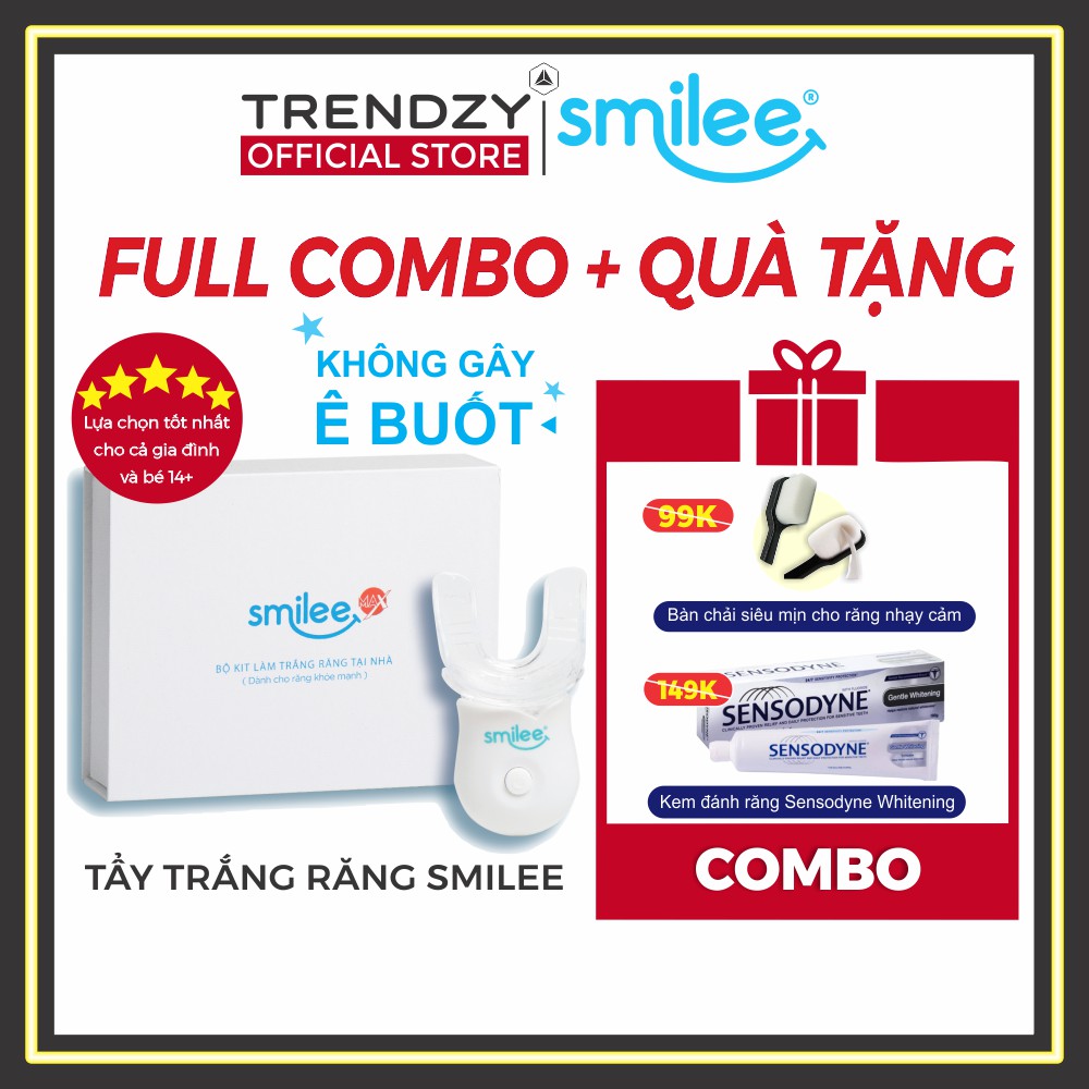 [Full Combo + Quà +⚡25%] Bộ kit tẩy trắng răng tại nhà Smilee - Made in USA, ISO 22716 - 2007 | Smilee Max