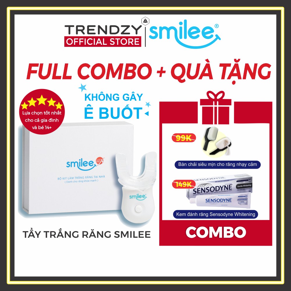 Smilee - Bộ kit tẩy trắng răng tại nhà, Made in USA, ISO 22716 - 2007 | Làm trắng răng 3-6 tone sau 7 ngày