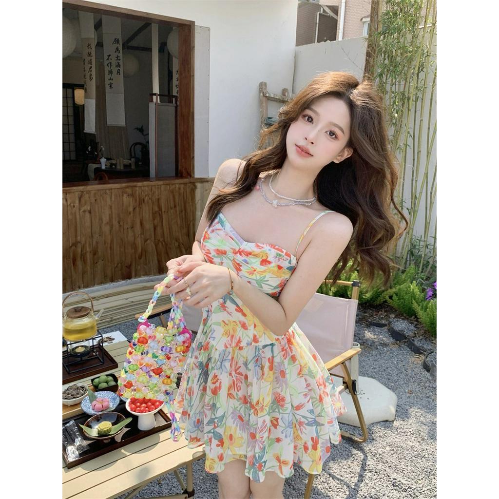 Đầm Hoa Hai Dây Mùa Hè Phong Cách Thái Lan Mới